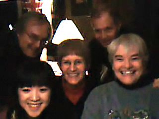Thanksgiving 1.jpg - Xia, LaVerne, Judy, Bill, and Ed.  Happy Thanksgiving (one day after) in Madison. Picture taken via Skype by Brenda and Andrew in Nanjing. 27 November 2009